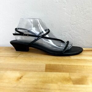 Madewell Artemis Black Leather Strappy Kitten Heel Thong Sandals Size 10